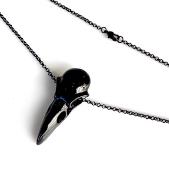 Black stainless steel chain + black raven skull - Picture 9 of 11